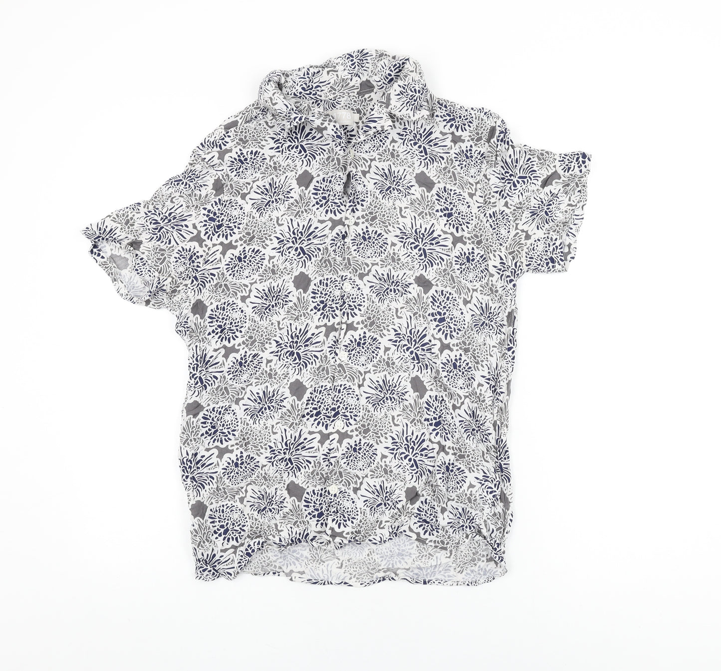 Debenhams Womens White Floral Viscose Basic Button-Up Size S Collared