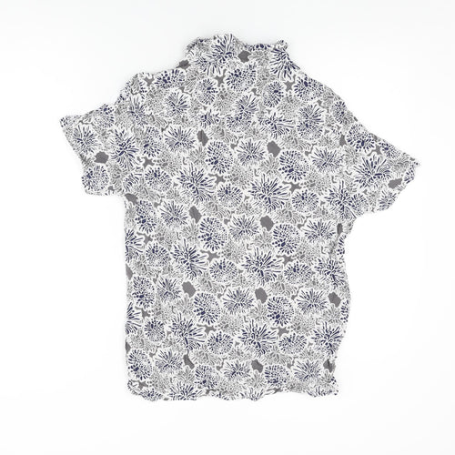 Debenhams Womens White Floral Viscose Basic Button-Up Size S Collared