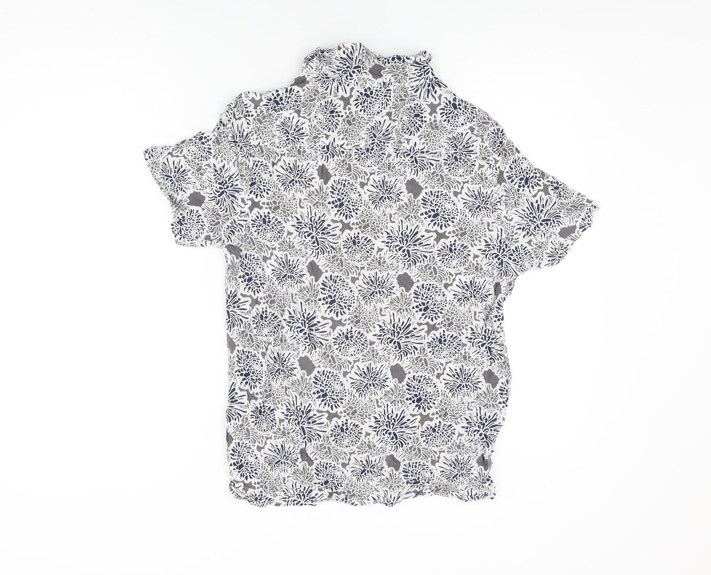 Debenhams Womens White Floral Viscose Basic Button-Up Size S Collared