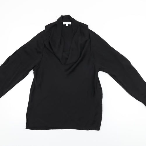 Warehouse Womens Black Polyester Basic Blouse Size 8 Cowl Neck