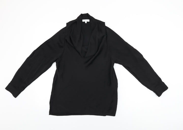 Warehouse Womens Black Polyester Basic Blouse Size 8 Cowl Neck