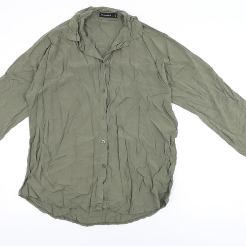 Blue Vanilla Womens Green Viscose Basic Button-Up Size M Collared