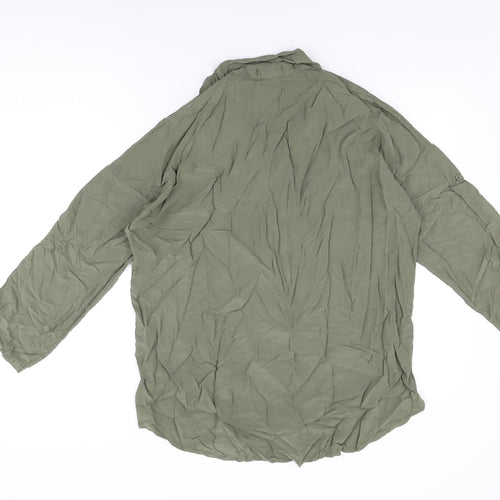 Blue Vanilla Womens Green Viscose Basic Button-Up Size M Collared