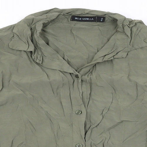 Blue Vanilla Womens Green Viscose Basic Button-Up Size M Collared