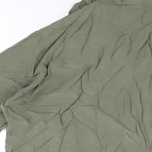 Blue Vanilla Womens Green Viscose Basic Button-Up Size M Collared