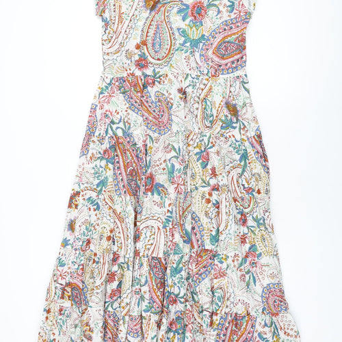 Joe Browns Womens White Paisley Cotton Maxi Size 12 Scoop Neck Pullover