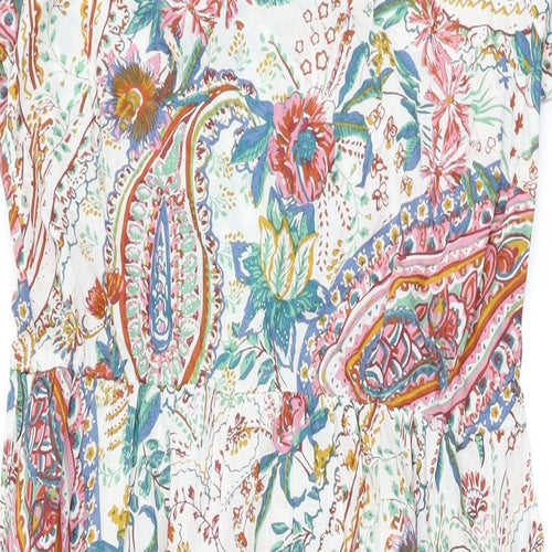 Joe Browns Womens White Paisley Cotton Maxi Size 12 Scoop Neck Pullover