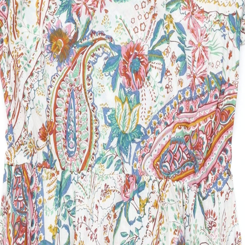 Joe Browns Womens White Paisley Cotton Maxi Size 12 Scoop Neck Pullover