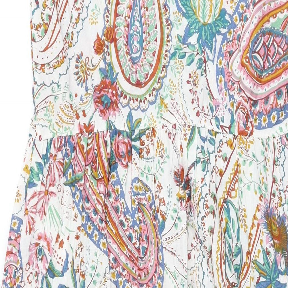 Joe Browns Womens White Paisley Cotton Maxi Size 12 Scoop Neck Pullover