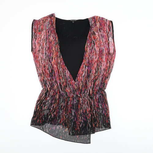 Marks and Spencer Womens Black Geometric Polyester Basic Blouse Size 12 Round Neck