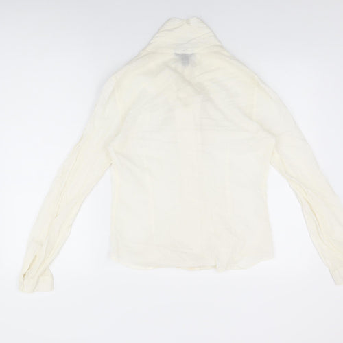 H&M Womens Ivory Viscose Basic Button-Up Size 10 Round Neck