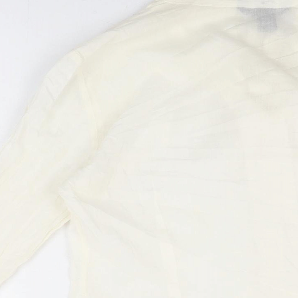 H&M Womens Ivory Viscose Basic Button-Up Size 10 Round Neck