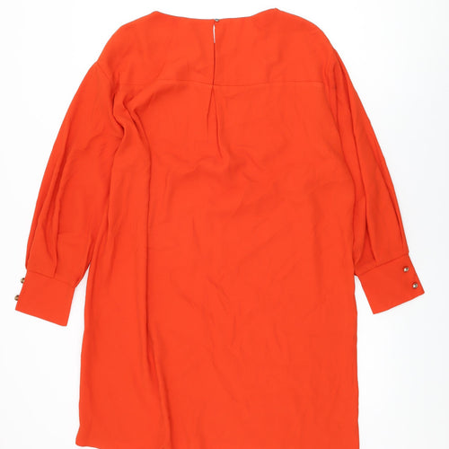 River Island Womens Red Polyester Shift Size 14 Round Neck Button