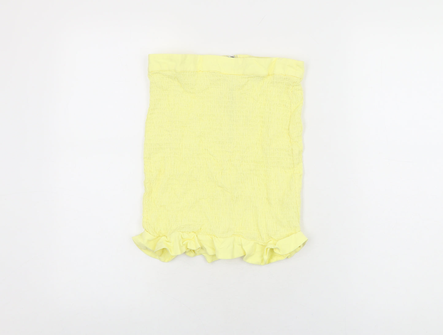 Oh Polly Womens Yellow Rayon Mini Skirt Size 10 Zip