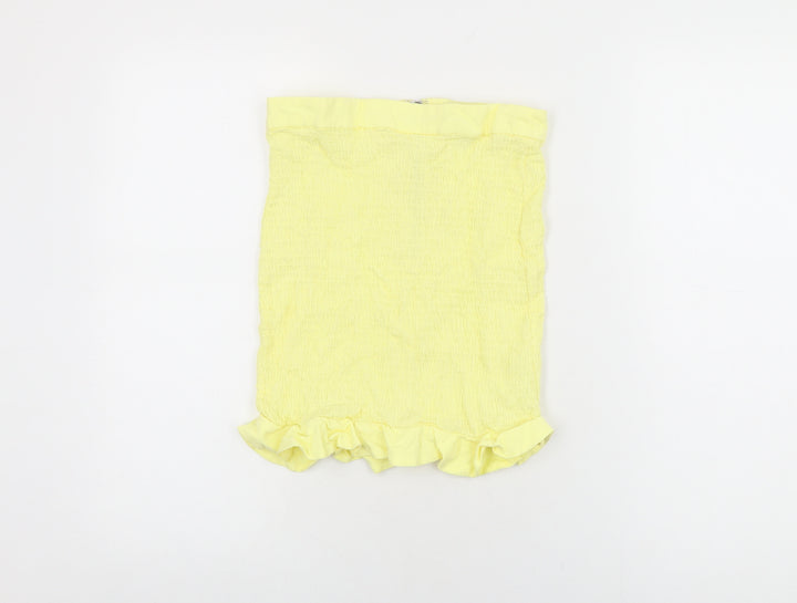 Oh Polly Womens Yellow Rayon Mini Skirt Size 10 Zip