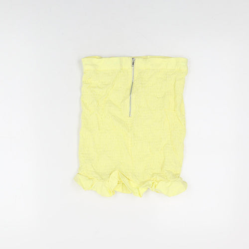 Oh Polly Womens Yellow Rayon Mini Skirt Size 10 Zip