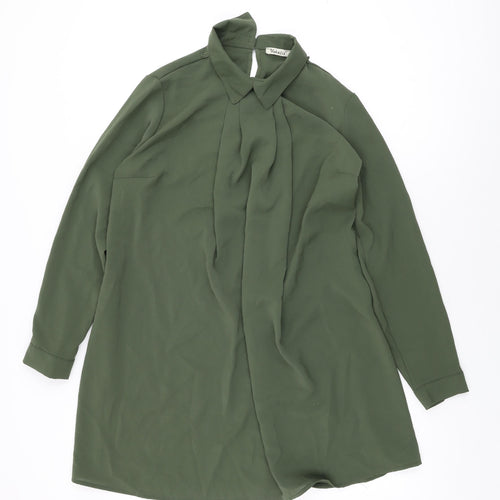 Vokalis Womens Green Polyester Shift Size 14 Collared Button