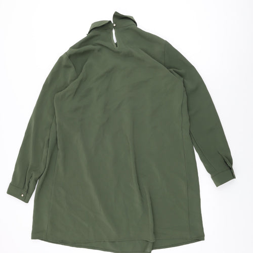 Vokalis Womens Green Polyester Shift Size 14 Collared Button