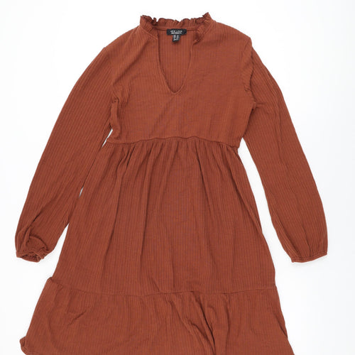 New Look Womens Brown Polyester Shift Size 12 V-Neck Pullover