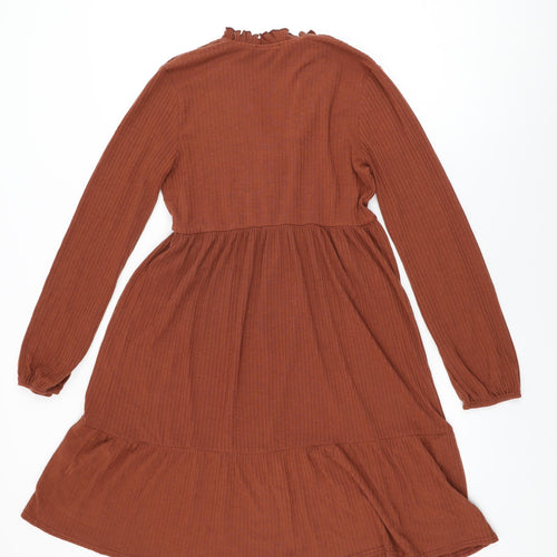New Look Womens Brown Polyester Shift Size 12 V-Neck Pullover