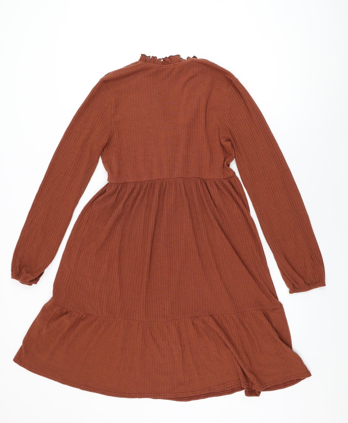 New Look Womens Brown Polyester Shift Size 12 V-Neck Pullover