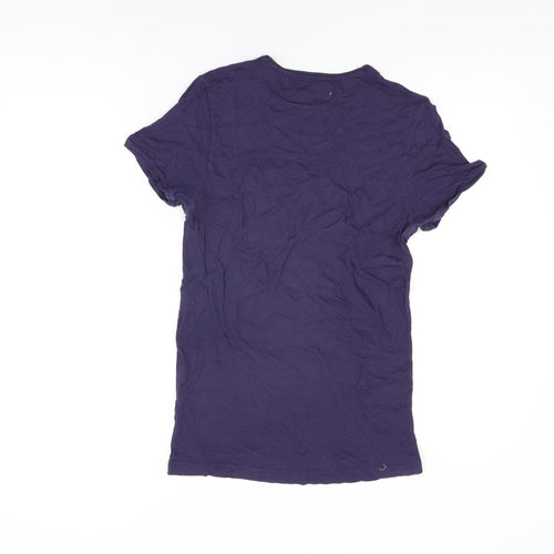 Zara Womens Blue Cotton Basic T-Shirt Size S Round Neck
