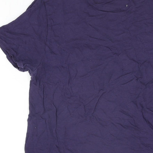 Zara Womens Blue Cotton Basic T-Shirt Size S Round Neck