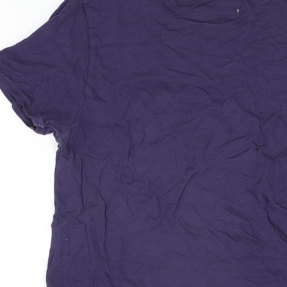 Zara Womens Blue Cotton Basic T-Shirt Size S Round Neck