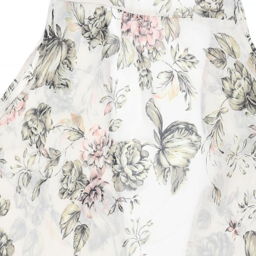 New Look Womens Beige Floral Polyester Basic Blouse Size 12 V-Neck