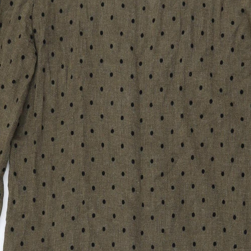 Zara Womens Green Polka Dot Polyester Shift Size S V-Neck Pullover