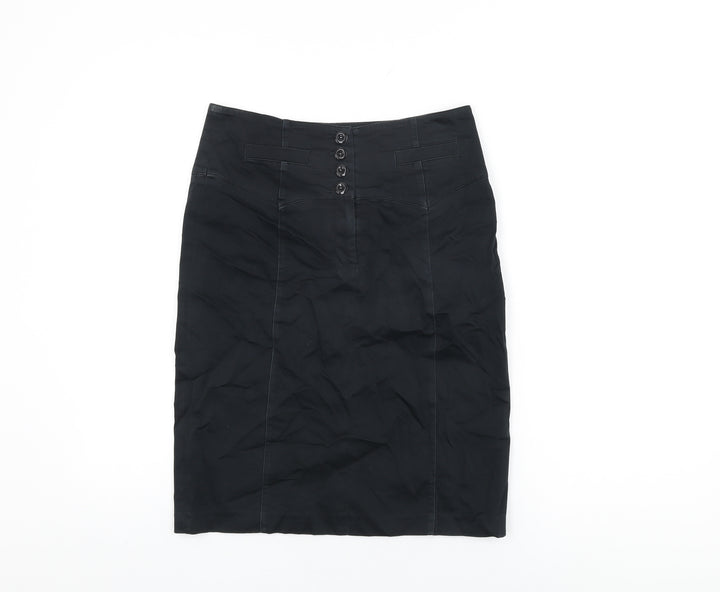Red Herring Womens Black Polyester Straight & Pencil Skirt Size 10 Zip