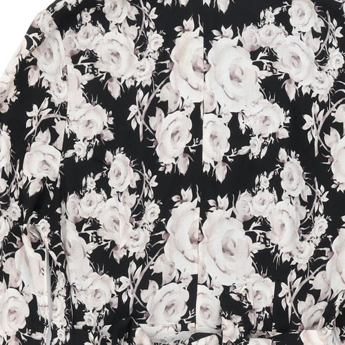 Goldkid Womens Black Floral Polyester Skater Dress Size 12 Round Neck Zip