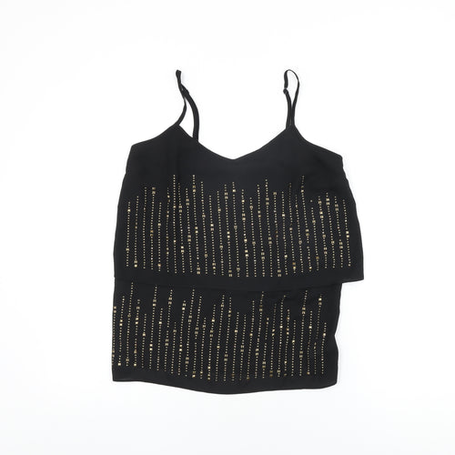 NEXT Womens Black Polyester Camisole T-Shirt Size 10 V-Neck