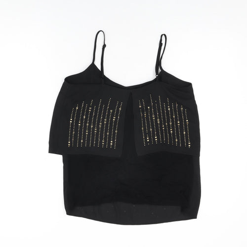NEXT Womens Black Polyester Camisole T-Shirt Size 10 V-Neck