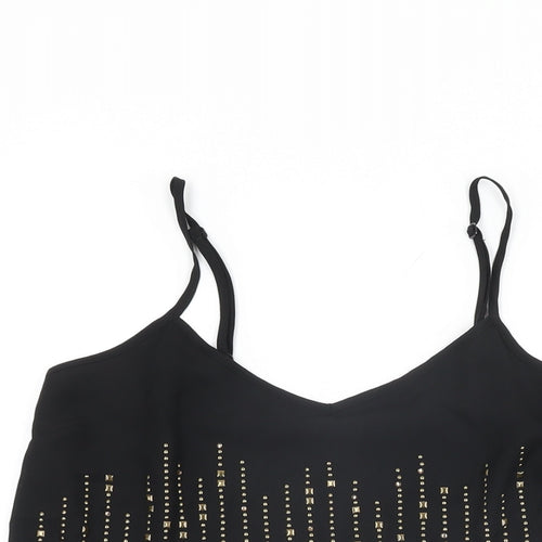 NEXT Womens Black Polyester Camisole T-Shirt Size 10 V-Neck