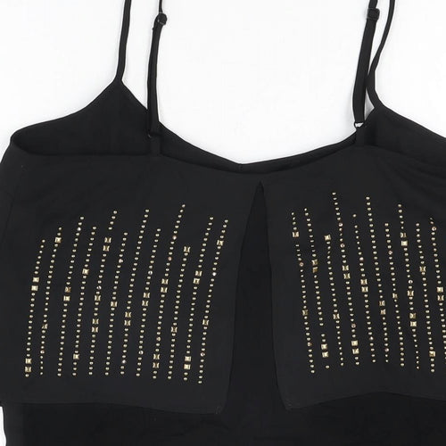 NEXT Womens Black Polyester Camisole T-Shirt Size 10 V-Neck