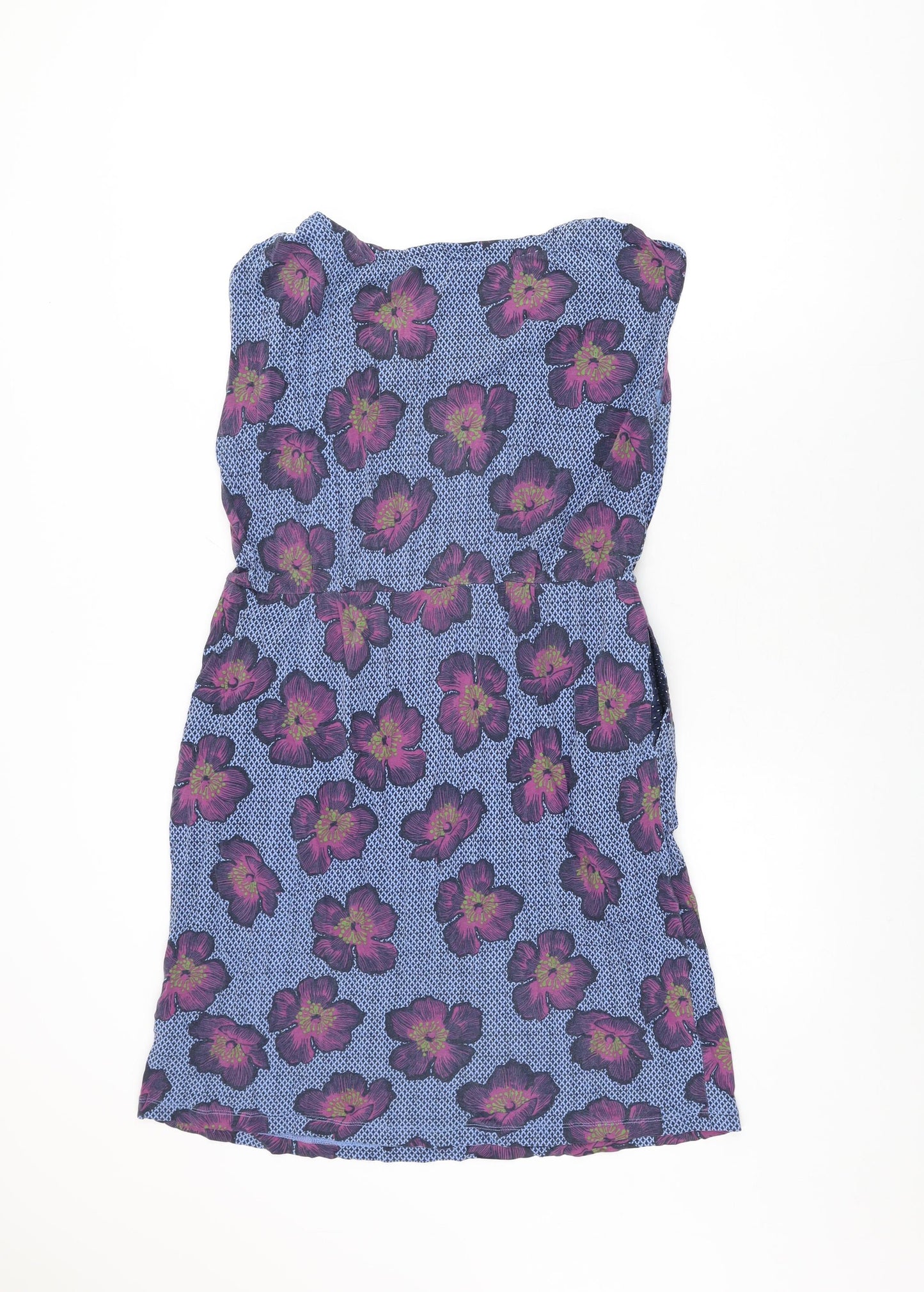 White Stuff Womens Blue Floral Cotton Shift Size 16 Round Neck Pullover