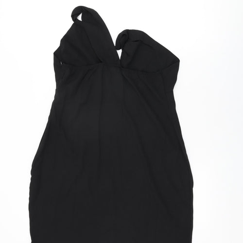 Missguided Womens Black Polyester Shift Size 16 One Shoulder Zip