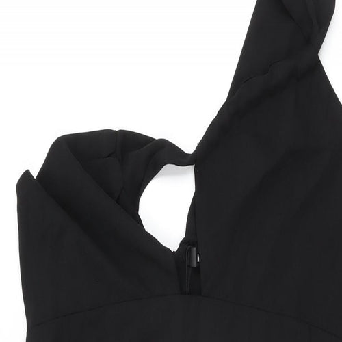 Missguided Womens Black Polyester Shift Size 16 One Shoulder Zip