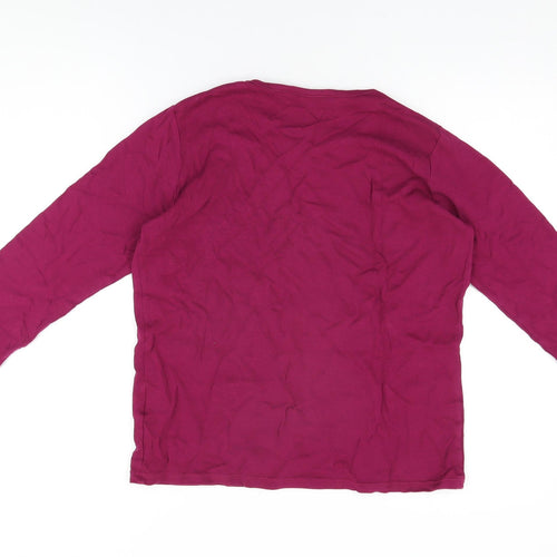 Isle Womens Pink Floral Cotton Basic T-Shirt Size M Round Neck