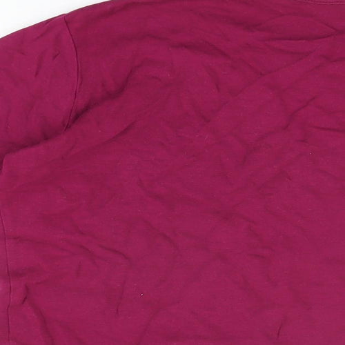 Isle Womens Pink Floral Cotton Basic T-Shirt Size M Round Neck