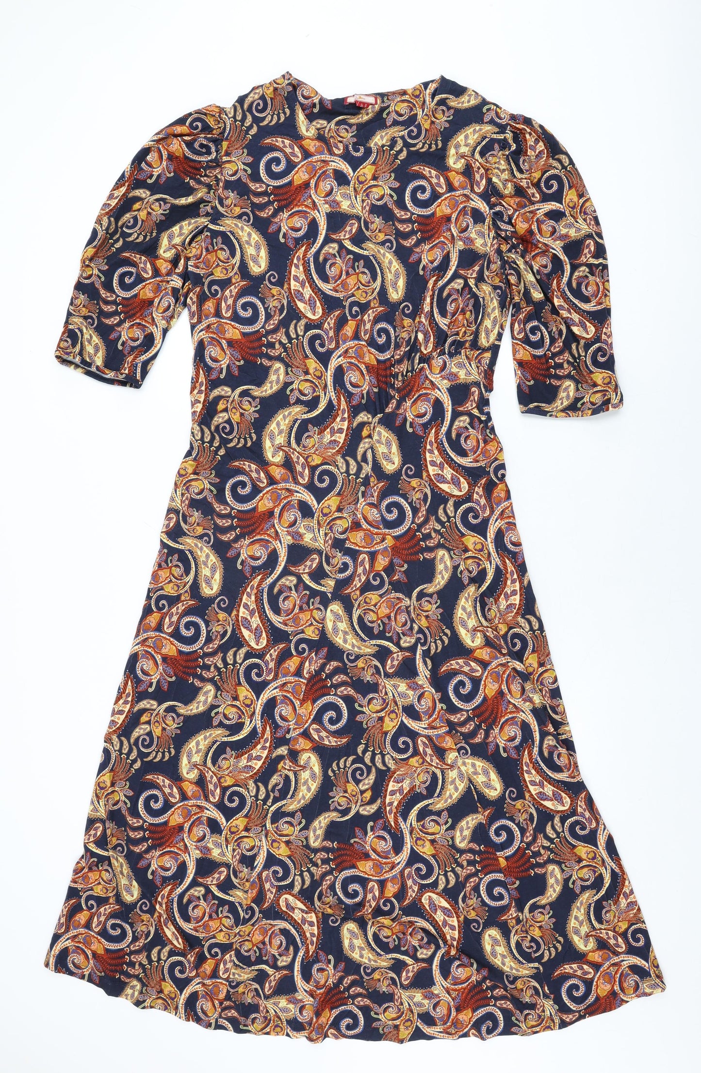 Joe Browns Womens Blue Paisley Viscose A-Line Size 14 Round Neck Pullover