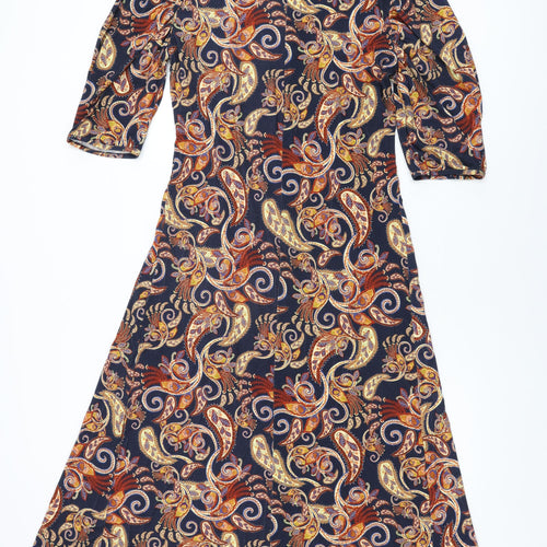 Joe Browns Womens Blue Paisley Viscose A-Line Size 14 Round Neck Pullover
