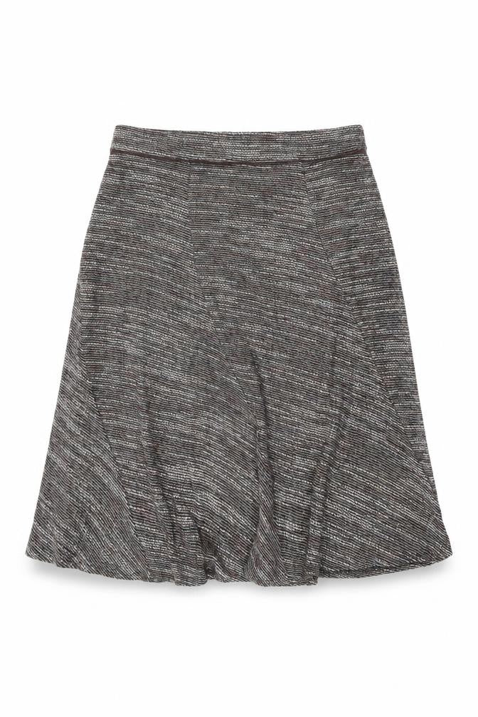 Front view of Marks & Spencer women’s brown polyester swing skirt, size UK 16