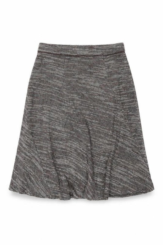 Front view of Marks & Spencer women’s brown polyester swing skirt, size UK 16