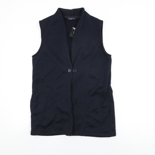 TIGI Womens Blue Gilet Jacket Size 10 Button