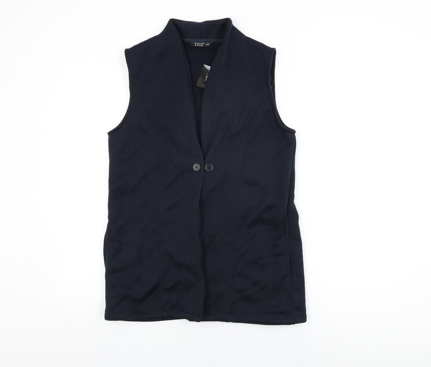 TIGI Womens Blue Gilet Jacket Size 10 Button