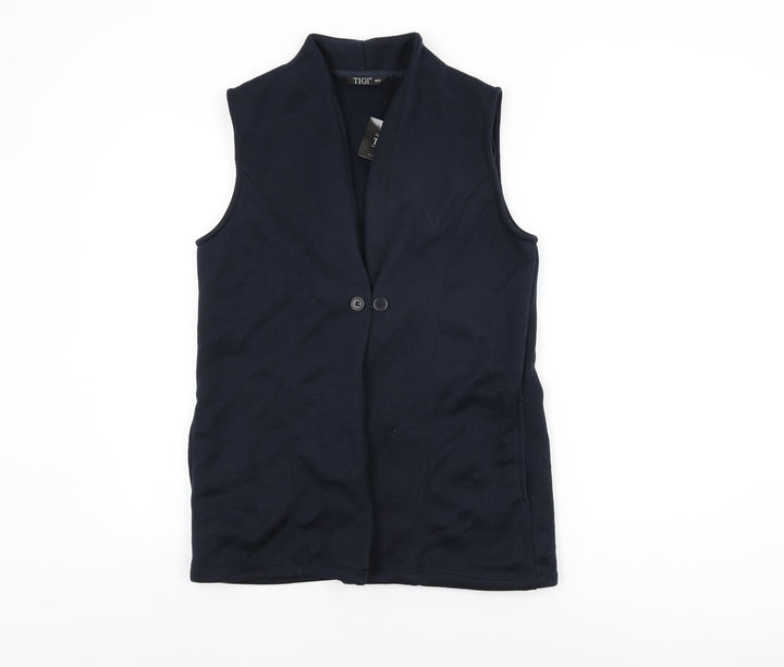 TIGI Womens Blue Gilet Jacket Size 10 Button