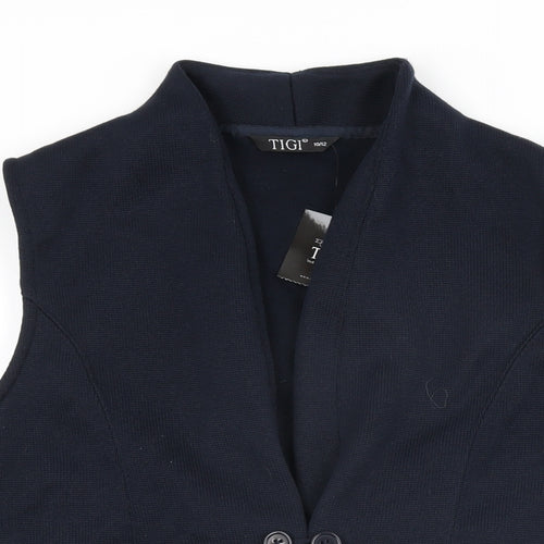 TIGI Womens Blue Gilet Jacket Size 10 Button