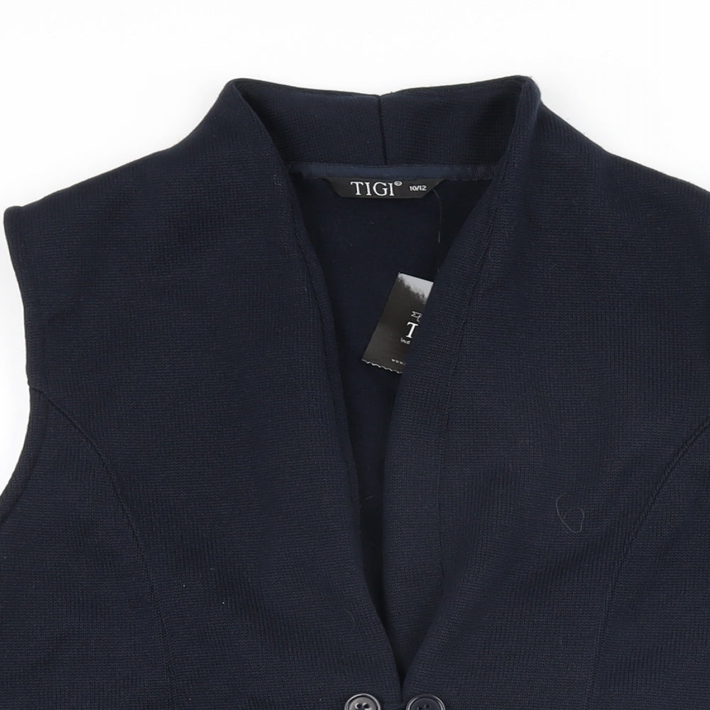 TIGI Womens Blue Gilet Jacket Size 10 Button